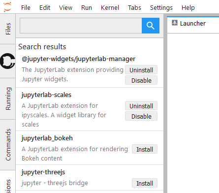 An empty search (single space) will list all available extensions